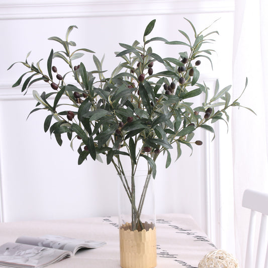 Simulated green olive branch 4 forks with fruit