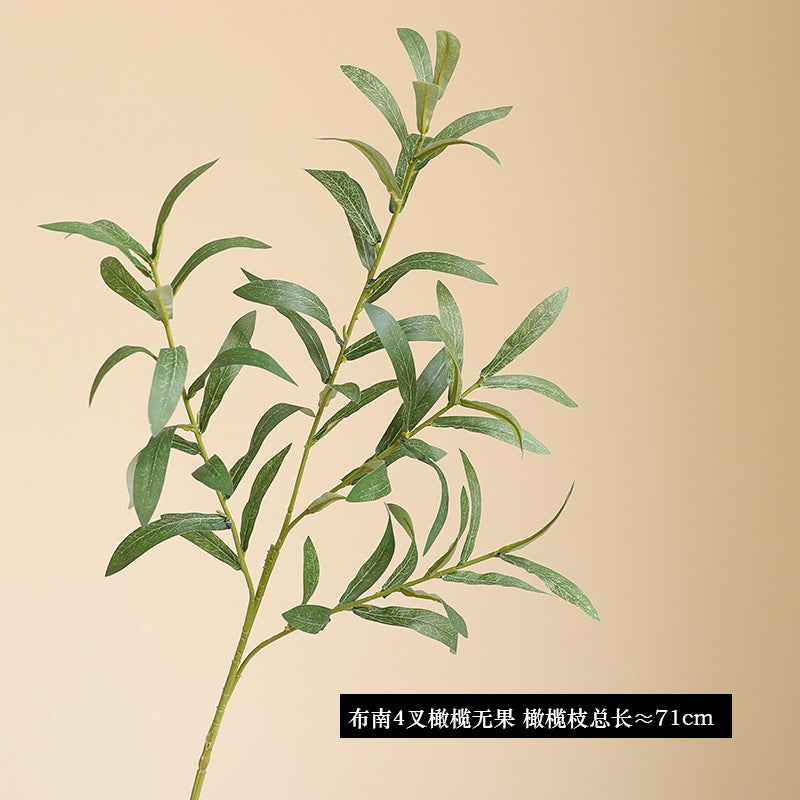 Simulated green olive branch 4 forks with fruit