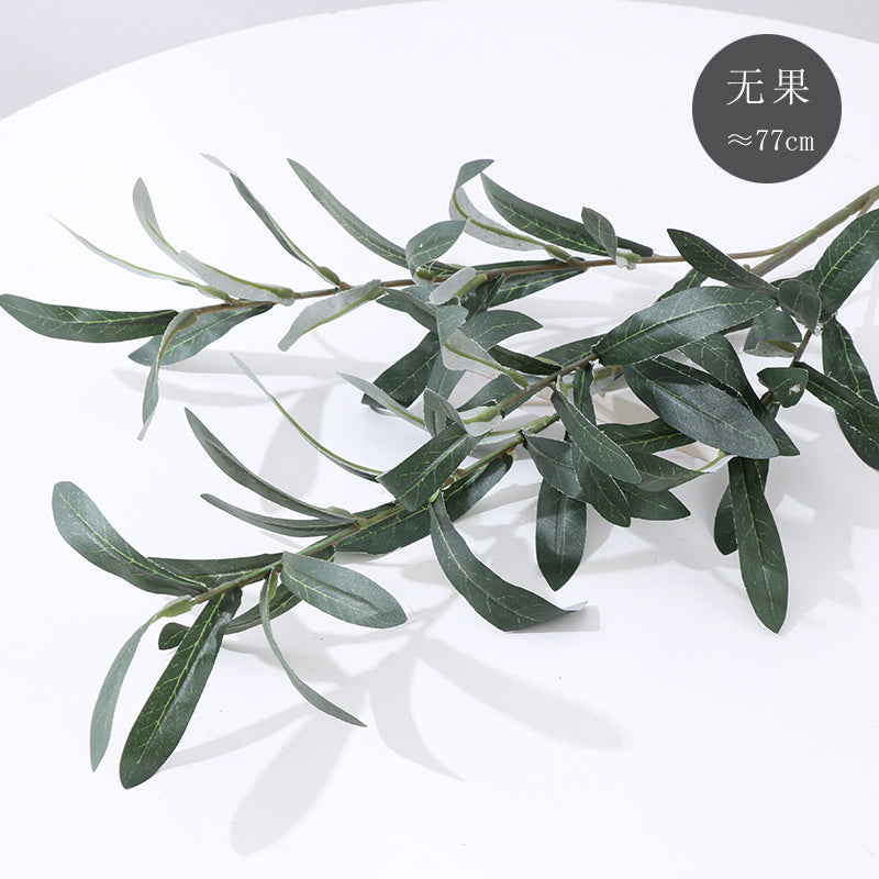Simulated green olive branch 4 forks with fruit