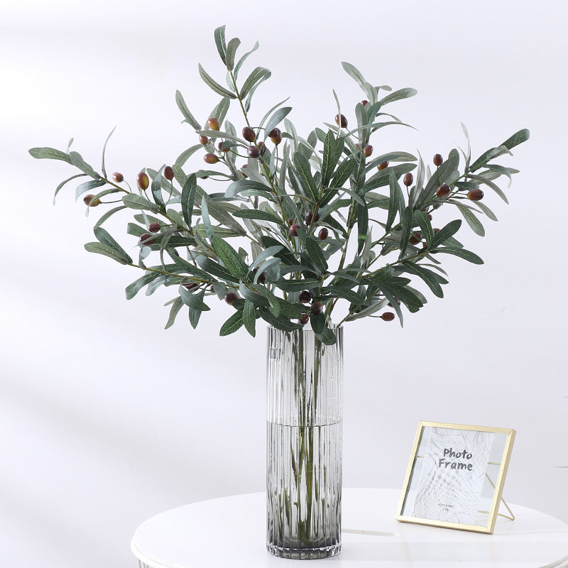 Simulated green olive branch 4 forks with fruit