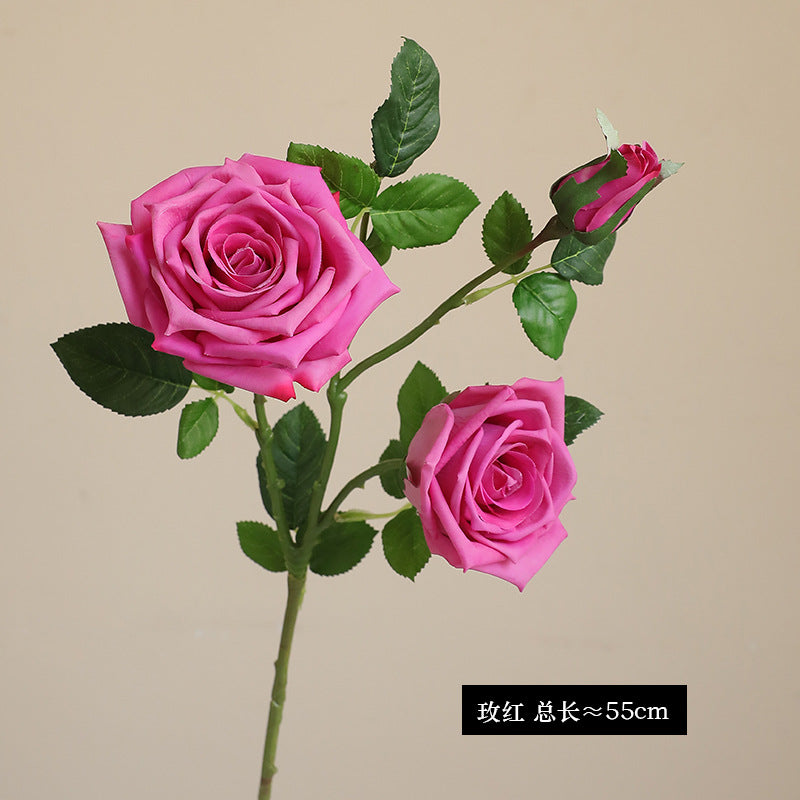 High - end French 3 - Head Moisturizing Rose Simulation - Luxury Faux Flowers for Home Decor and Event Styling