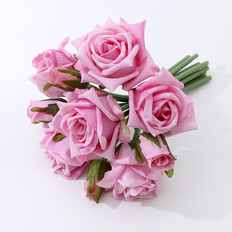 10-head hand-feeling simulated roses tied together, moisturizing and adhesive roses for brides to hold
