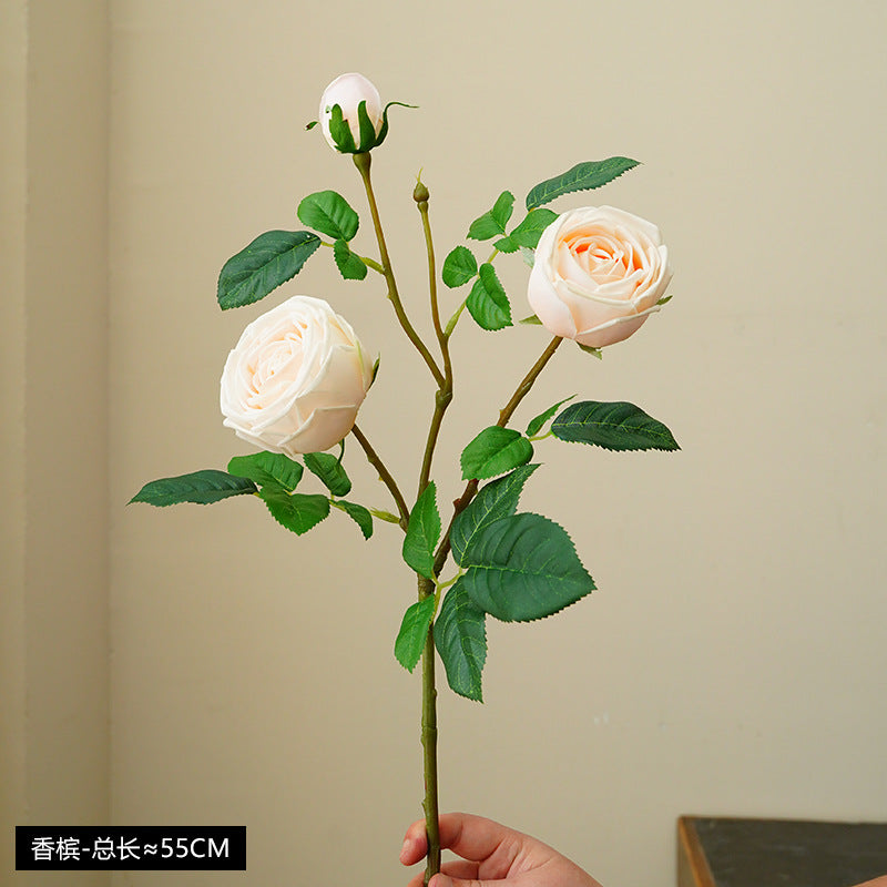 ins fresh simulated rose single branch 3 head feel moisturizing rose