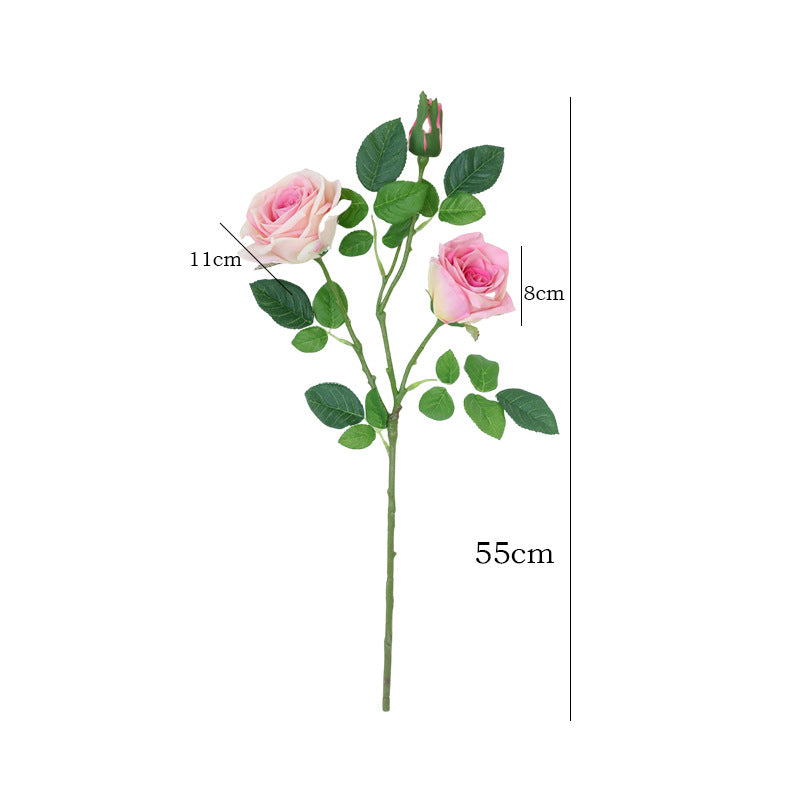 High - end French 3 - Head Moisturizing Rose Simulation - Luxury Faux Flowers for Home Decor and Event Styling