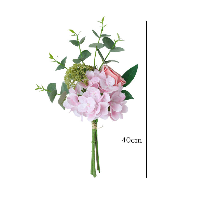 Artificial Hydrangea, Rose & Eucalyptus Bouquet - Simulated Faux Floral Arrangement for Home Decor, Wedding