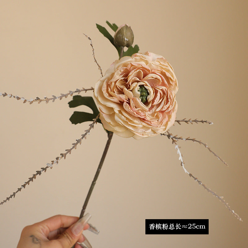 2 Burnt Edge Revealing Lotus Flowers - Simulated Autumn Color Faux Florals for Fall Decor, Table Centerpieces