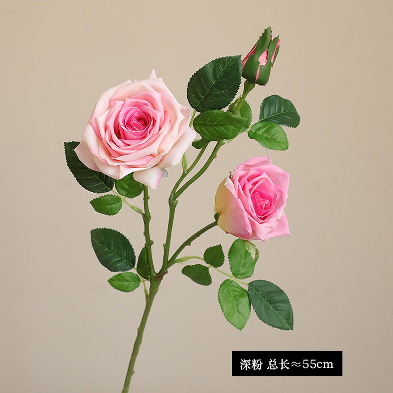 High - end French 3 - Head Moisturizing Rose Simulation - Luxury Faux Flowers for Home Decor and Event Styling