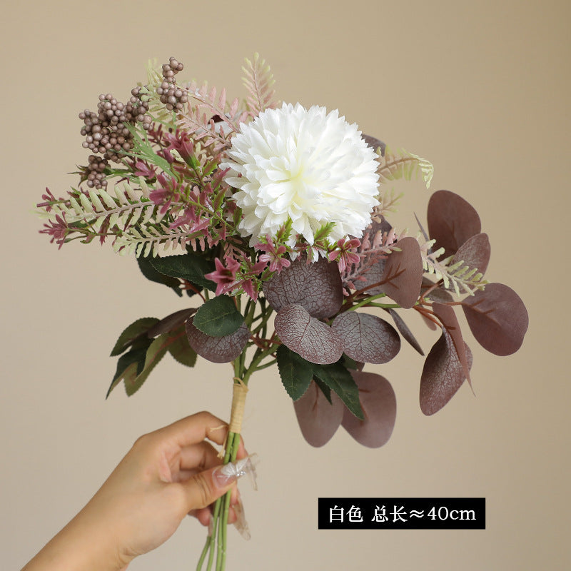 Simulated Eucalyptus & Chrysanthemum Dried Flowers - Faux Greenery & Florals for Home Decor, Vase Arrangements