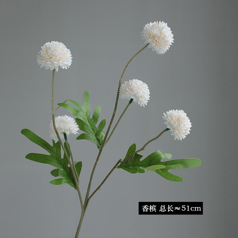 Artificial 5-Dandelion Ball Chrysanthemum - Simulated Faux Blooms for Home Decor, DIY Crafts & Photo Props