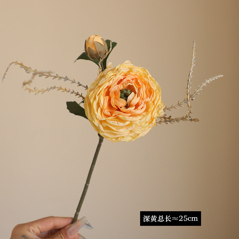 2 Burnt Edge Revealing Lotus Flowers - Simulated Autumn Color Faux Florals for Fall Decor, Table Centerpieces