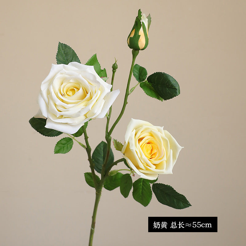 High - end French 3 - Head Moisturizing Rose Simulation - Luxury Faux Flowers for Home Decor and Event Styling
