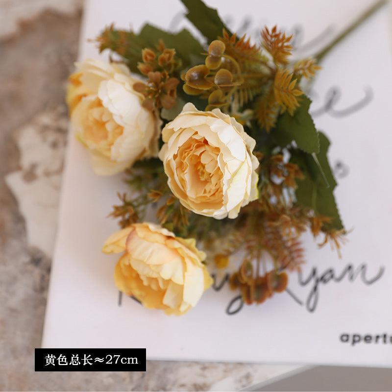 6-Pronged Silk Peony Artificial Flowers - Realistic Simulated Peonies for Home Decor, Wedding Bouquets