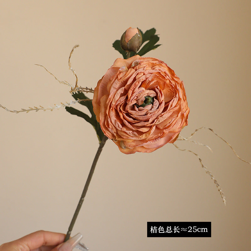 2 Burnt Edge Revealing Lotus Flowers - Simulated Autumn Color Faux Florals for Fall Decor, Table Centerpieces