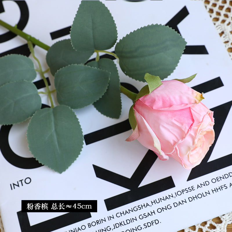 Retro Artificial Single Stem Roasted Edge Round Roses - Faux Blooms for Vintage Home Decor & Floral Styling