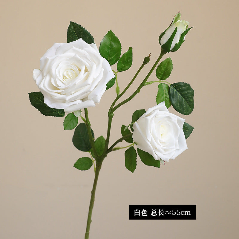 High - end French 3 - Head Moisturizing Rose Simulation - Luxury Faux Flowers for Home Decor and Event Styling