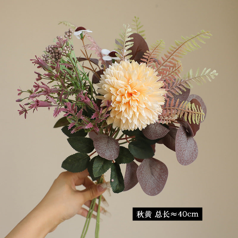 Simulated Eucalyptus & Chrysanthemum Dried Flowers - Faux Greenery & Florals for Home Decor, Vase Arrangements
