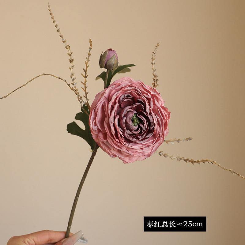 2 Burnt Edge Revealing Lotus Flowers - Simulated Autumn Color Faux Florals for Fall Decor, Table Centerpieces