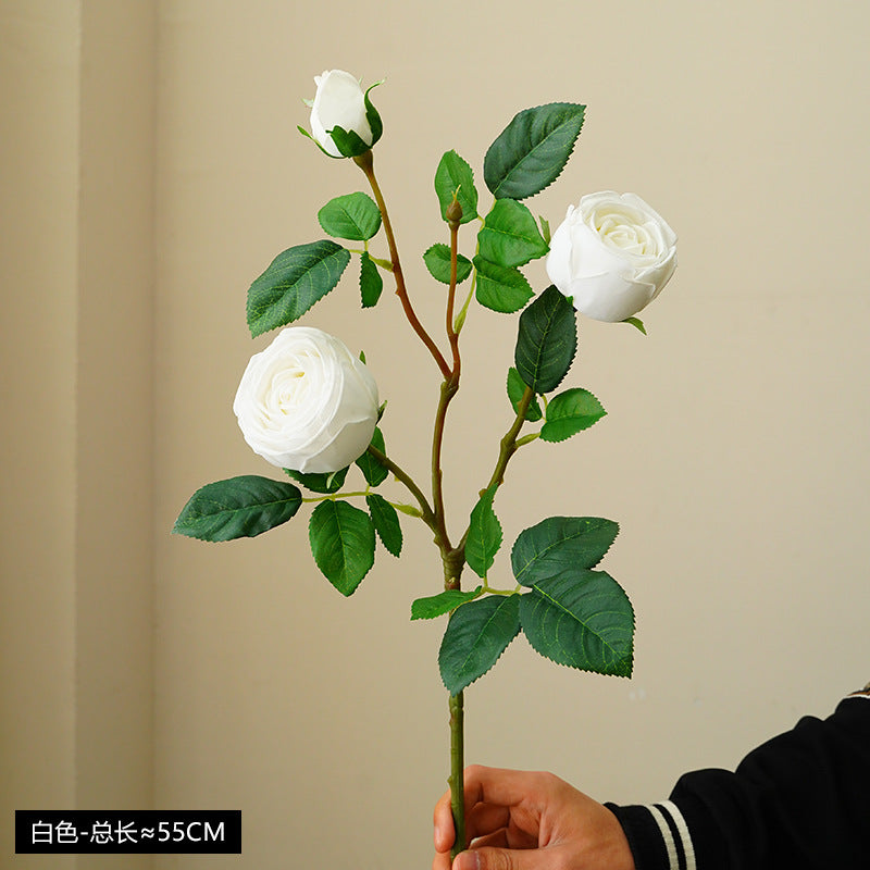 ins fresh simulated rose single branch 3 head feel moisturizing rose