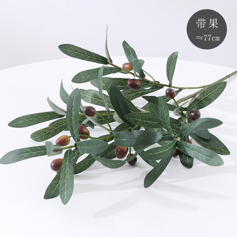 Simulated green olive branch 4 forks with fruit