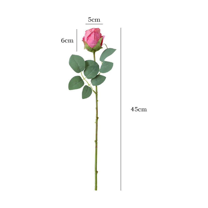 Retro Artificial Single Stem Roasted Edge Round Roses - Faux Blooms for Vintage Home Decor & Floral Styling