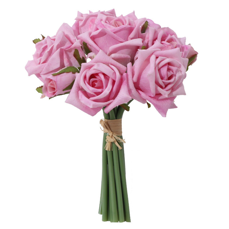 10-head hand-feeling simulated roses tied together, moisturizing and adhesive roses for brides to hold