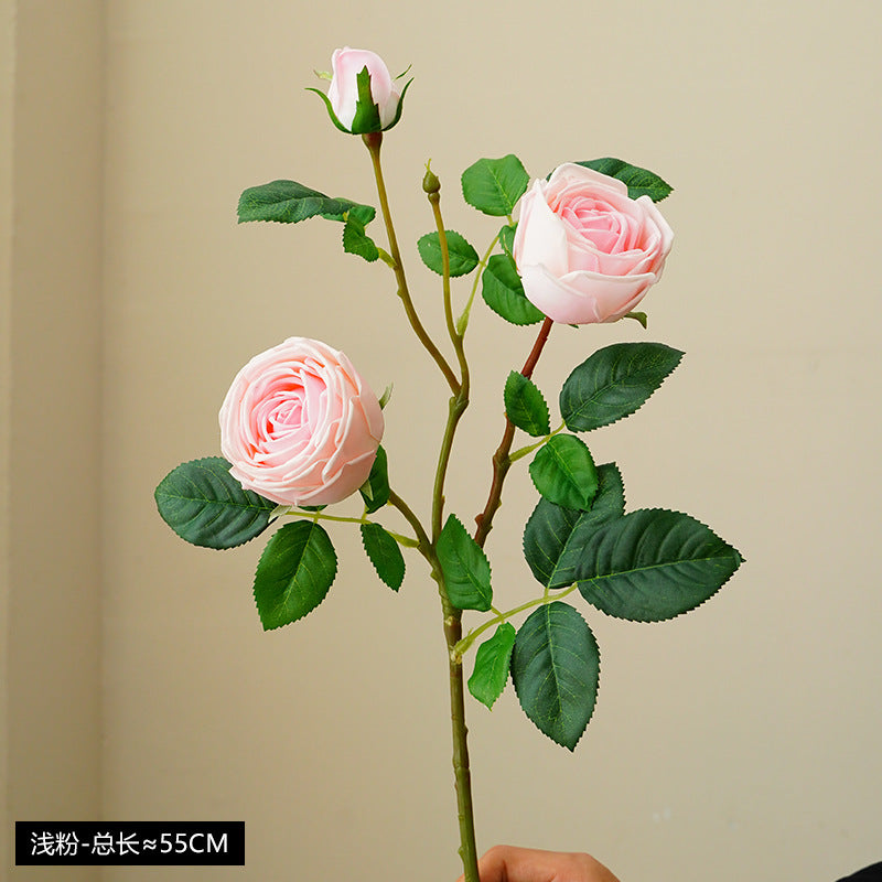 ins fresh simulated rose single branch 3 head feel moisturizing rose