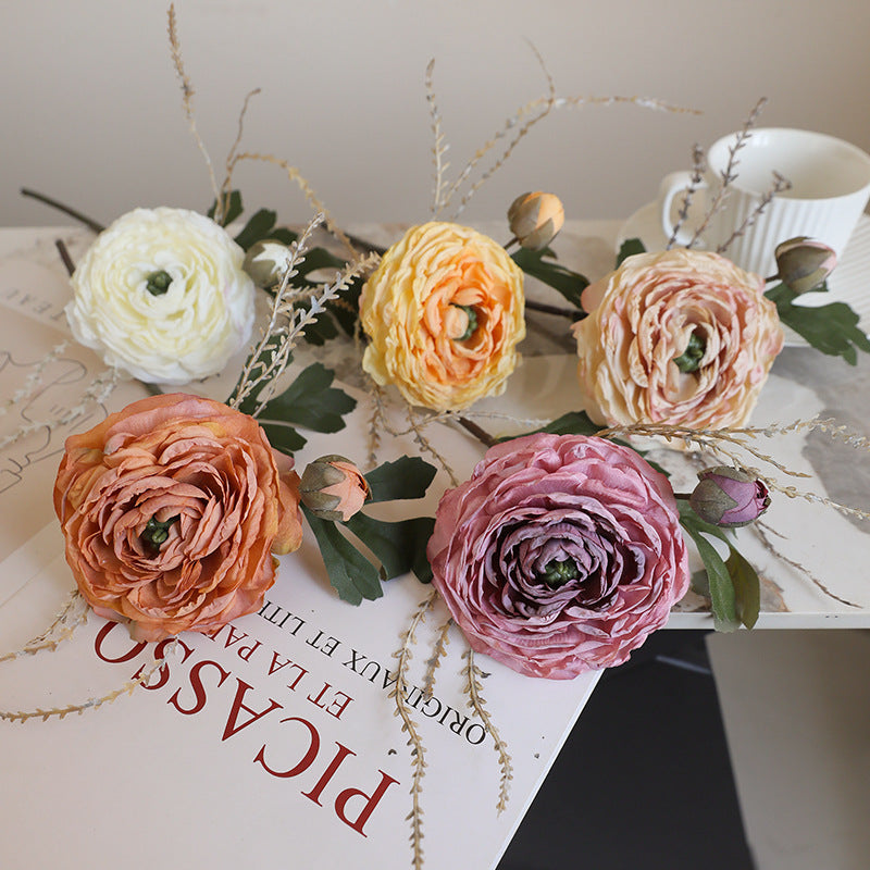 2 Burnt Edge Revealing Lotus Flowers - Simulated Autumn Color Faux Florals for Fall Decor, Table Centerpieces