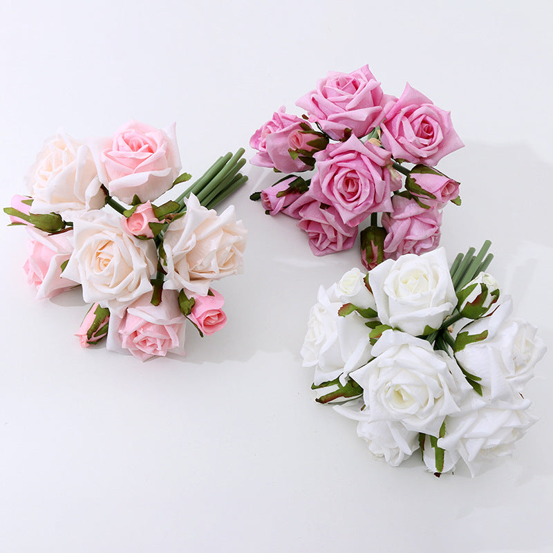 10-head hand-feeling simulated roses tied together, moisturizing and adhesive roses for brides to hold