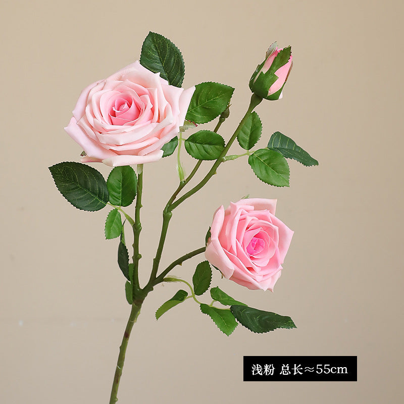 High - end French 3 - Head Moisturizing Rose Simulation - Luxury Faux Flowers for Home Decor and Event Styling