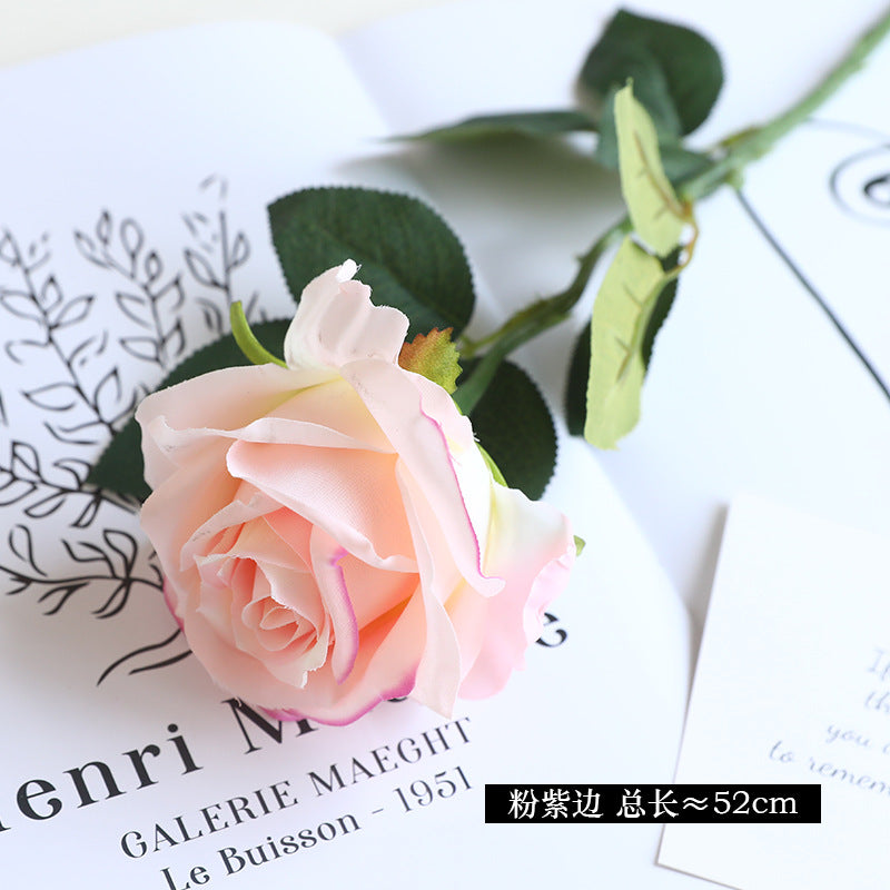 Simulation single branch silk cloth rose