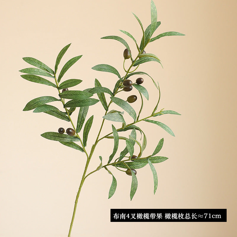 Simulated green olive branch 4 forks with fruit