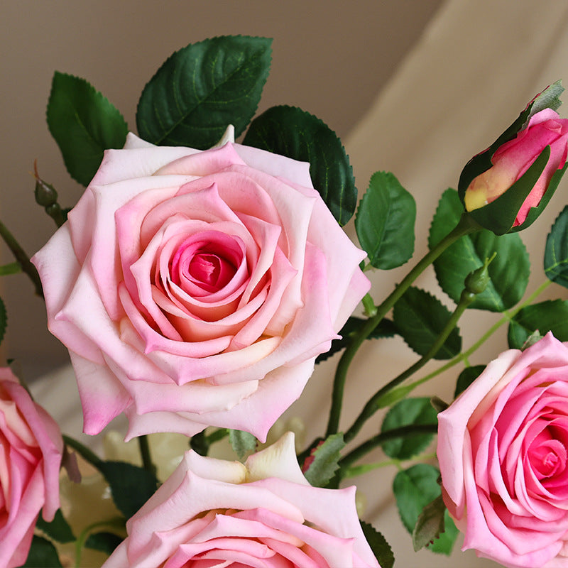 High - end French 3 - Head Moisturizing Rose Simulation - Luxury Faux Flowers for Home Decor and Event Styling