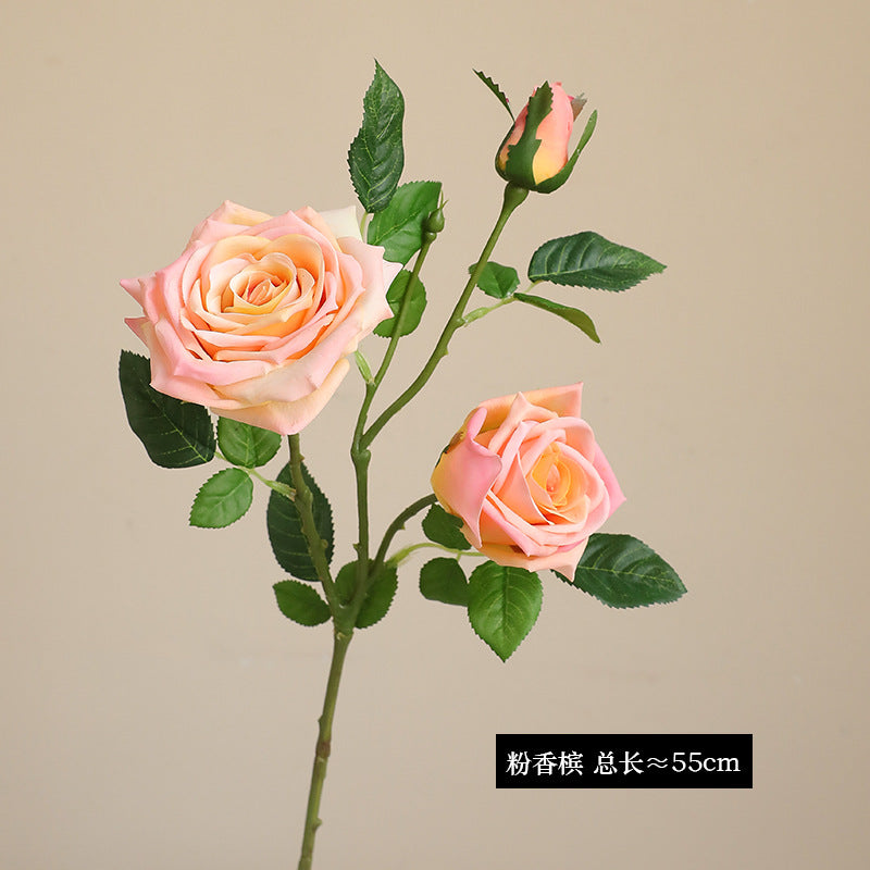 High - end French 3 - Head Moisturizing Rose Simulation - Luxury Faux Flowers for Home Decor and Event Styling