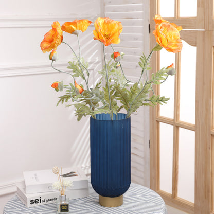 Simulation single branch 2 silk poppy flowers