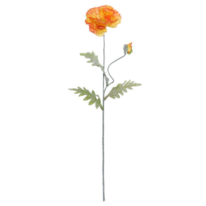 Simulation single branch 2 silk poppy flowers