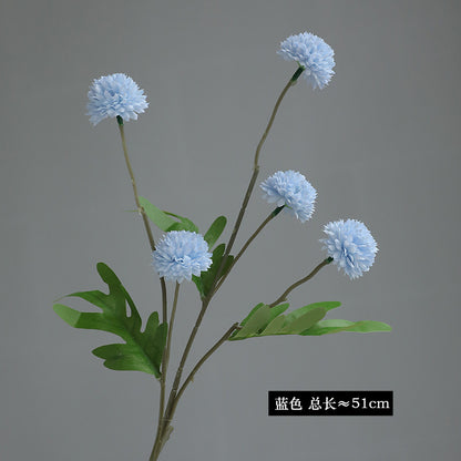 Artificial 5-Dandelion Ball Chrysanthemum - Simulated Faux Blooms for Home Decor, DIY Crafts & Photo Props