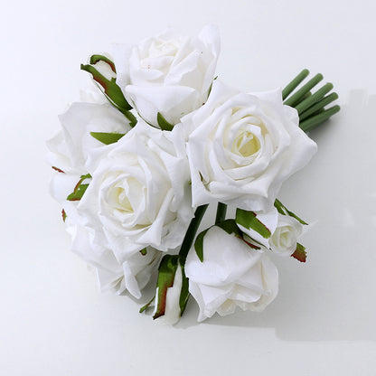 10-head hand-feeling simulated roses tied together, moisturizing and adhesive roses for brides to hold