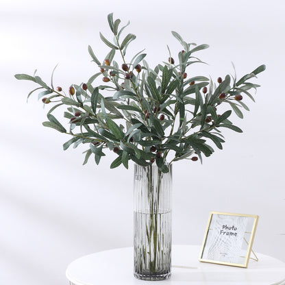 Simulated green olive branch 4 forks with fruit