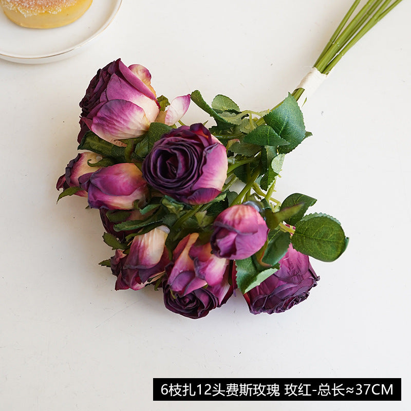 Baked edge rose artificial flower