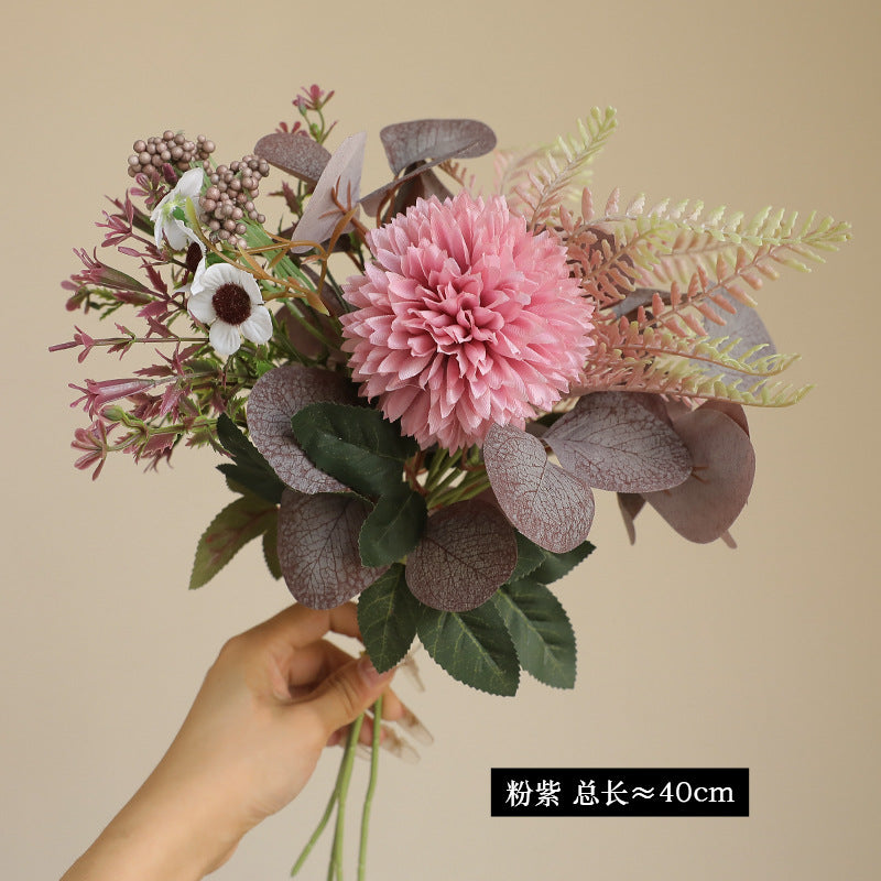 Simulated Eucalyptus & Chrysanthemum Dried Flowers - Faux Greenery & Florals for Home Decor, Vase Arrangements