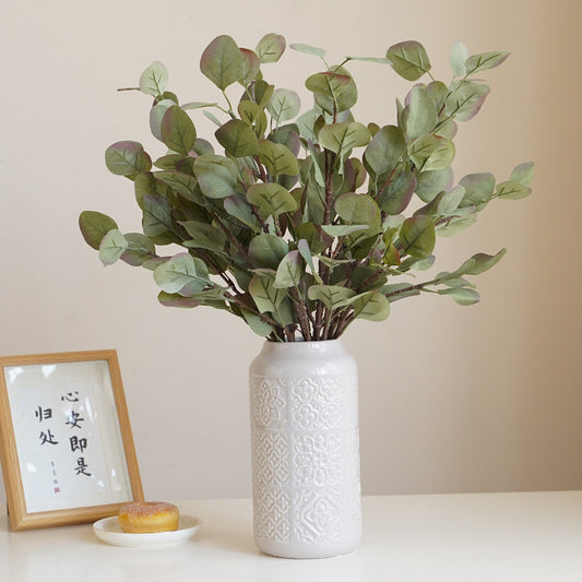 Paper Pulp Artificial Eucalyptus Leaves - Simulated Money Leaf Faux Greenery for Home Decor, Vase Arrangements