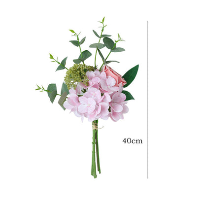 Artificial Hydrangea, Rose & Eucalyptus Bouquet - Simulated Faux Floral Arrangement for Home Decor, Wedding