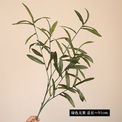 Simulated green olive branch 4 forks with fruit