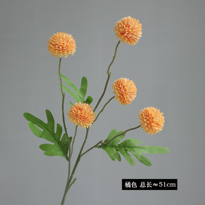 Artificial 5-Dandelion Ball Chrysanthemum - Simulated Faux Blooms for Home Decor, DIY Crafts & Photo Props