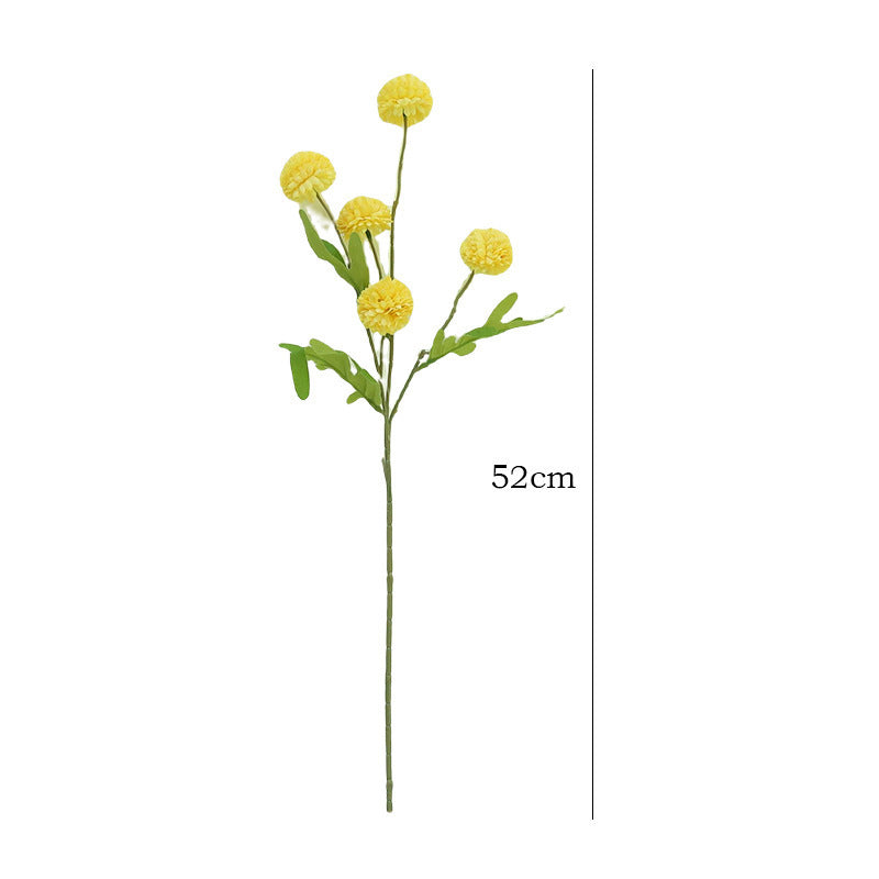 Artificial 5-Dandelion Ball Chrysanthemum - Simulated Faux Blooms for Home Decor, DIY Crafts & Photo Props
