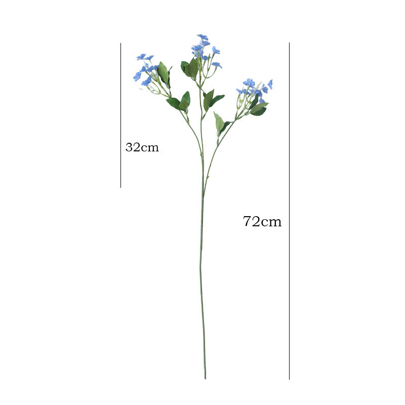 Simulated Single Branch Blue Snowflake & Blue Jasmine - Artificial Faux Flowers for Home Decor, Vase Arrangements