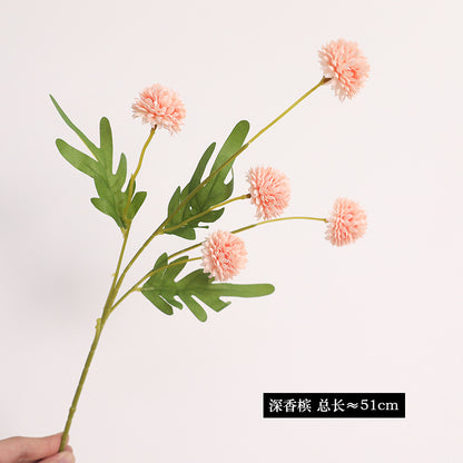 Artificial 5-Dandelion Ball Chrysanthemum - Simulated Faux Blooms for Home Decor, DIY Crafts & Photo Props