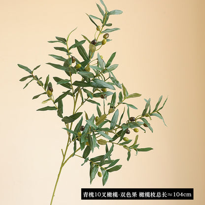 Simulated green olive branch 4 forks with fruit