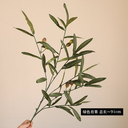 Simulated green olive branch 4 forks with fruit