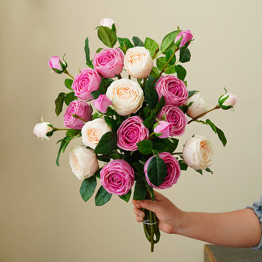 ins fresh simulated rose single branch 3 head feel moisturizing rose